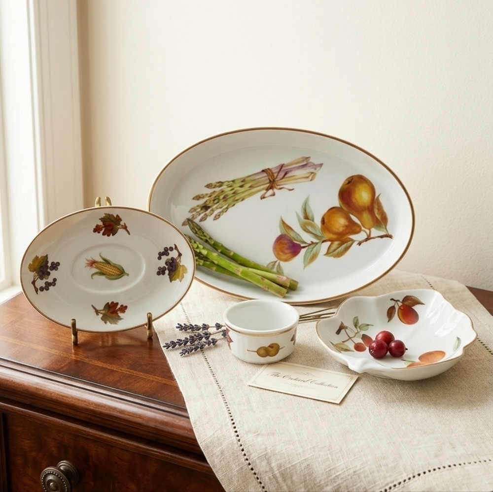 vintage Royal Worcester Evesham Gold Porcelain Serving Set